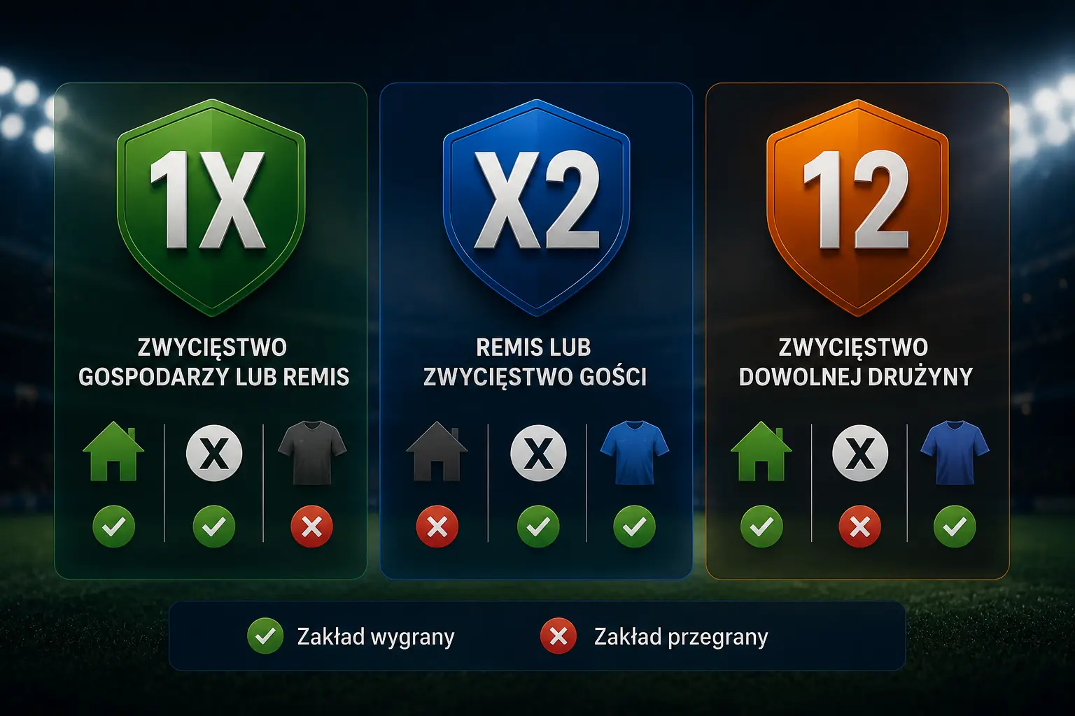 Porównanie wariantów podwójnej szansy 1X, X2 i 12