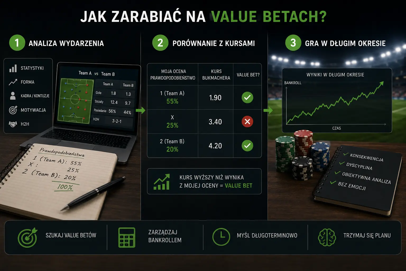 Jak zarabiać na value betach dzięki analizie kursów i bankrolla