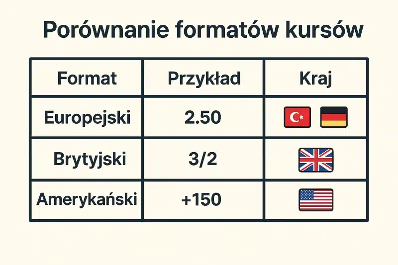 Porównanie formatów kursów bukmacherskich